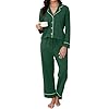 TeJoyce Pyjama Femme Hiver Coton, Ensemble De Pyjamas Femme Coton Vêtements Nuit Manches Longues Col V, 2 Pièces Hiver Tenue de Nuit pour Automne Noël, Doux et Cocooning pour la Maison S-XXL