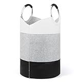 HATOFICE Filz Waschekorbsammler 70L Wäschebox Körbchen mit Henkel Klappbarer Aufbewahrungskorb,Dreifarbige Nähte Lagerung Wäschekorb mit Unteres Wasserdichtes