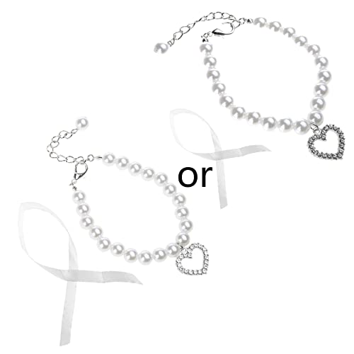 XISAOK Pet Dog Pearl Choker Pet Puppy Pearl Necklace Adjustable Dog Choker Pet Dog Halloween Costume Decoration Collar Size S/f