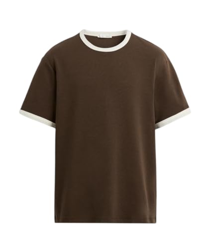 Image of Alan Jones Clothing Men's Regular Fit Stretch Cotton T-Shirt | Round Neck Short Sleeve Contrast Trim Tee | Casual Crew Neck T-Shirt for Men