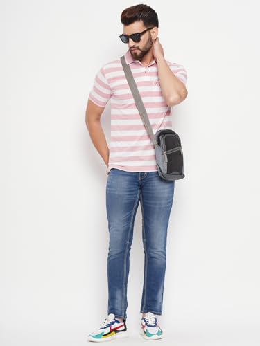 Image of UNIBERRY Men's Cotton Blend Half Sleeve Printed Polo Neck T-Shirt Has A Short Sleeve & Pocket On ChestBZRMT6-MR