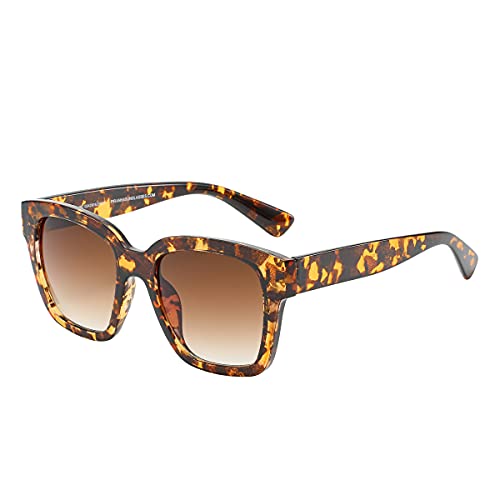 Piranha Glamour Square Women's Sunglasses with Demi Retro Frame and Brown Gradient Lens