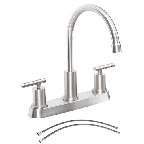 3 Hole Kitchen Faucet, Brushed Nickel Two Handles...