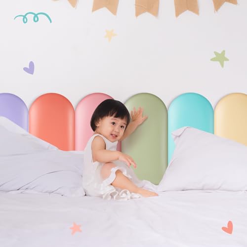 Protector de pared contra golpes infantiles con paneles acolchados de espuma pastel 8