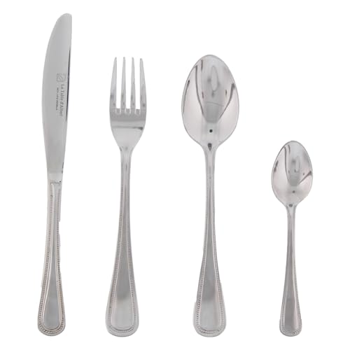 Albert de Thiers - Ménagère 24 Pièces - Acier Inoxydable - Finition Argentée - Épaisseur Fourchette 2.5 mm - Design Élégant - Livrée en Coffret Cadeau,...