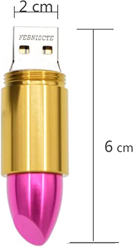 Febniscte Portable Usb Flash Drive 64Gb Fashion Metal Lipstick Shape Style Usb2.0 Memory Stick Pen Drive Data Storage Device Pendrive With Key Ring #TOP4