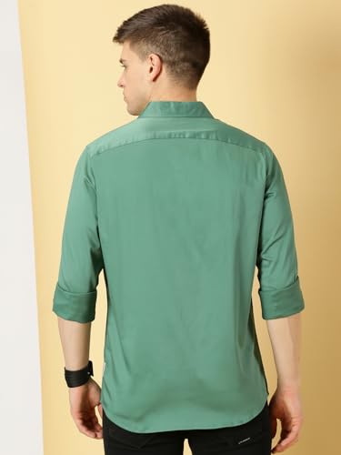 Image of Thomas Scott Men's | Solid | Full Sleeve | Slim Fit | Cotton Blend | Spread Collar | Casual Shirt