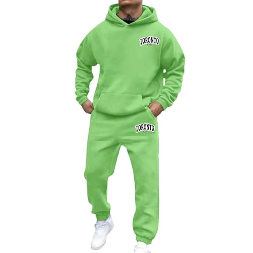 Survêtement à capuche homme imprimé lettre ensemble vert tendance