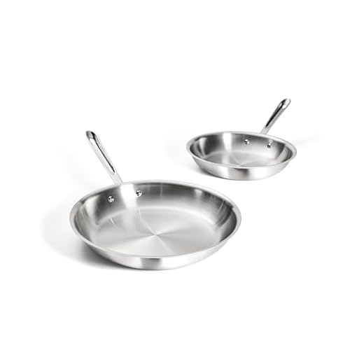 All-Clad D3 Stainless Steel Frying pan cookware set, 10-Inch and 12-Inch, Silver