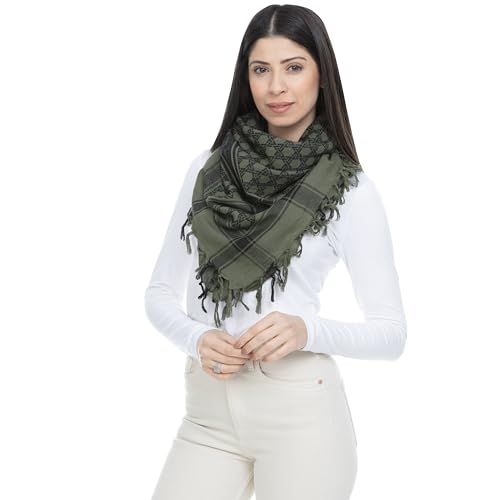 Sudra Jewish Scarf, Interlink Army with Fringe for Men & Women Premium Fabric, Versatile as Neck or Head Scarf3