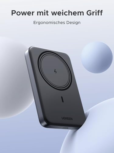 UGREEN Zapix Wireless Powerbank 10000mAh Magnetische Power Bank mit USB-C 20W, kabellose Externe powerbank MagSafe kompatibel mit iPhone 17 Pro Max/17 Pro/16/15 Pro Max/Pro/14/13/12(Schwarz) 6