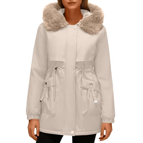 Parka femme hiver mi-long à capuche fausse fourrure élégante