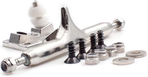 SPITBOARDS 32mm Fingerboard Pro Trucks by, Real Lock-Nuts, Single Axis, Kingpins, Rubber O-Ring Urethane Bushings, Optimized Hanger, Width 32 mm for Fingerboard Tuning & Assembling (White)