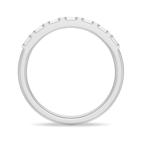 MSBLUE 7 Stone Baguette Cut Moissanite Wedding Ring, 14K White Gold Vermeil, Rhodium Finish3