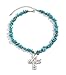 BUBGDYFO Silver Cross Pendant Turquoise Chain Choker Necklace for Women