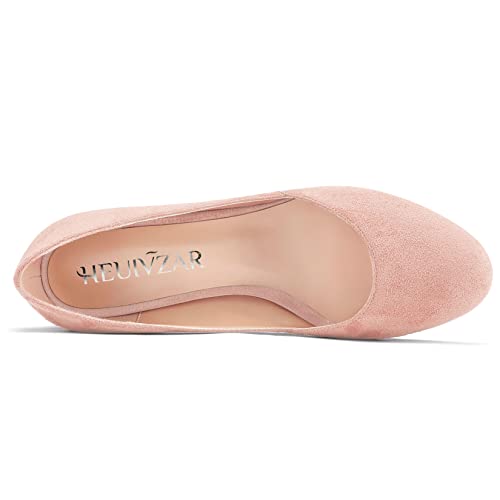 HEUIVZAR Slip On Wedge Pumps for Womens Closed Round Toe Mid Chunky Block Heel Suede Casual Comfort Dress Shoes 2 Inch4