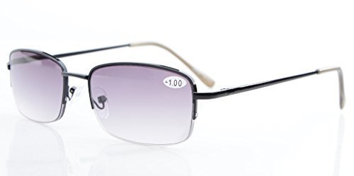 EyekepperClassic Metal Frame Reading Sunglasses Half Rim Spring Temples Sunshine Readers +3.0