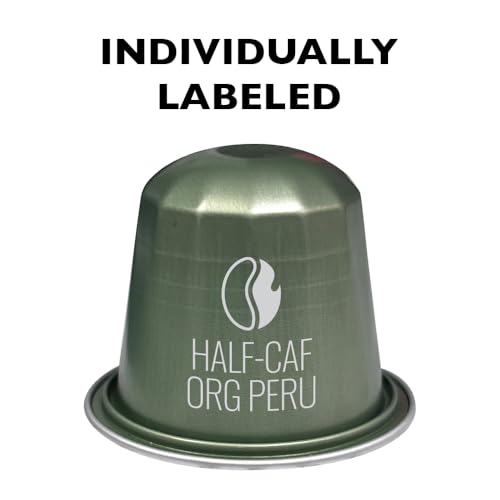 Image of Fresh Roasted Coffee, Peru WP Half-Caf Espresso Capsules for Nespresso OriginalLine, Medium, USDA Organic, 3rd Party Tested for Mold, Mycotoxin & Pesticides, Kosher, 10 Recyclable Aluminum Capsules