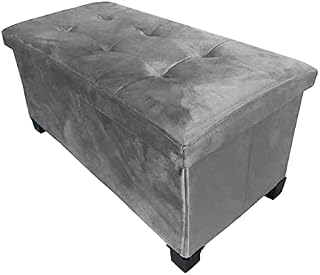HomeHarmony® Velvet Folding Storage Ottoman Bench Cube Footrest with Legs/Feet Quick and easy to Assemble (Yellow/Ochr, Larg)