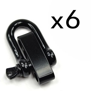 Cosmos 6 Set Black Color Stainless Steel D Shackles + 4 Holes Adjuster for Survival Bracelets with Cosmos Fastening Strap