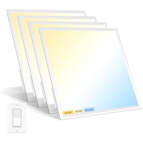 Aphyni 2x2 LED Flat Panel Light - 40W 4400LM 3000K/4000K/5000K 3 Color Temperature 2x2 LED Light Drop Ceiling Triac Dimming 120V Lay in for Office Fluorescent Replacement ETL/DLC-4 Pack Cover