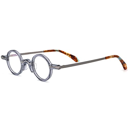 Image of HEPIDEM Acetate Glasses Frame Alloy Temple Men Small Retro Round Eyeglasses Women Optical Spectacles