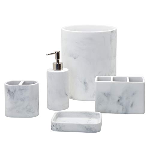 Zenna Home 050953062A Corin Hand Soap Dispenser, Resin With Marble Grey Finish thumb #4