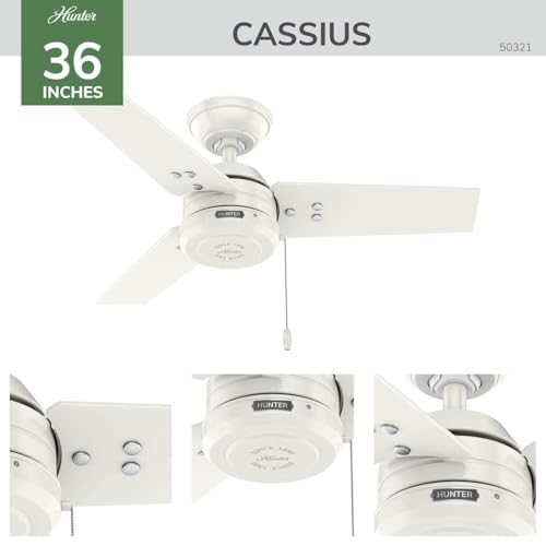 Image of Hunter 36 inch Cassius Indoor /Outdoor Ceiling Fan, Pull Chain, Fresh White