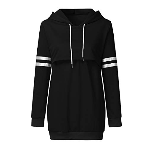ASHOP Femme Pull Maternité Allaitement Sweat à Capuche d'allaitement Maternel à Rayures Et à Manches Longues pour Femmes, Robe Maternité 2019 Hiver Blouse Tops Sweat Haut Casual Hiver Hoodie