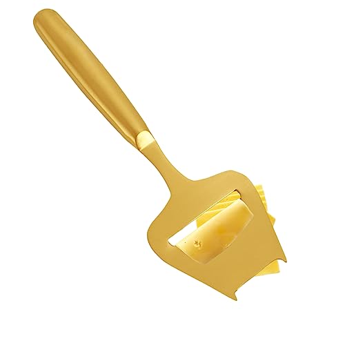 Blueden Golden Stainless Steel Cheese Slicer and Cutter for Block and Semi-Hard Cheese, Handheld Plane Knife, Cortador de Queso, Gold