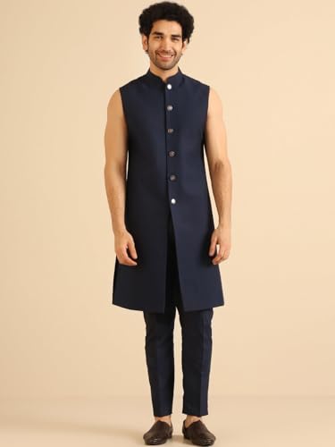 Image of Kisah Men's Jacquard Woven Design Sherwani Set Regular Fit | Wedding, Festive & Occasion Wear