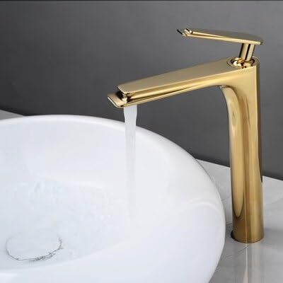 Robinet de salle de bain en laiton mitigeur or et blanc chic
