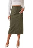 Feature:Midi Corduroy Pencil Skirt,High Waist and Elastic Back Waist Design,Back Slit Hem,Four Pockets,Vintage Style,Zipper Placket and Button Closure. Design:This Midi Corduroy Skirt features a high Waist design, with a wide Waistband highlighting t...