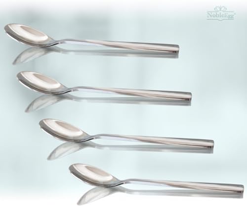 Image of NobleEgg Egg Spoons for Soft Boiled Eggs, Coffee, Desserts | 18 /8 Stainless Steel | 5.5 inches | Set of 6