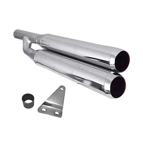 Blue Sky 78 Bike Silencer Exhaust Empty Double pipe Chrome Bullet Dual Barrel Exhaust With Zed Clamp & Bush for Royal Enfield Bullet Thunder Bird 500-image-18
