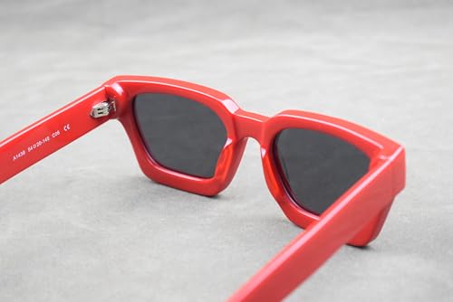 Image of Retro Fashion Thick Acetate Polarized Sunglasses Trendy Square Men Womens Black Grey Shades Vintage