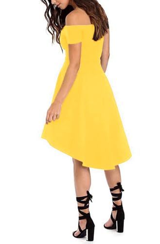Image of Sarin Mathews Womens Off The Shoulder Short Sleeve High Low Cocktail Skater Dress