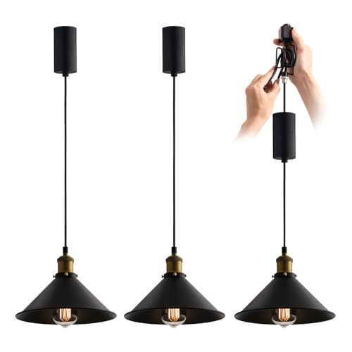mirrea H-Type Matte Black Track Lighting Pendant with E26 Socket, Black Mini Cone Shade, Adjustable...