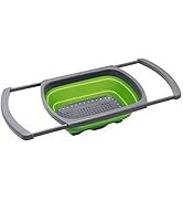 GLIVE (LABEL) Silicone Kitchen Food Strainer Basket Drainer, Collapsible Kitchen Colander Drain B...