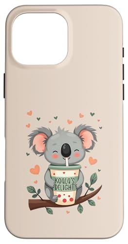 Koala’s Delight Cute Bubble Tea Animal Design Case for iPhone 16 Pro Max