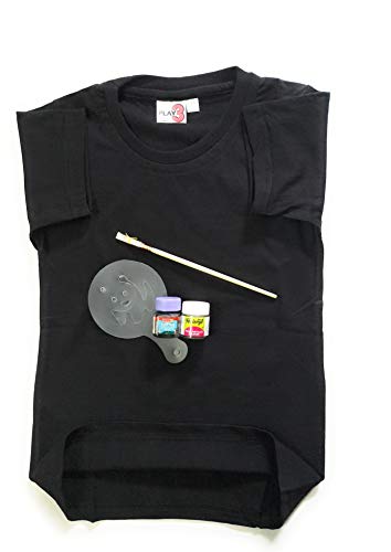 Image of T-Shirt with Fabric Paints, Paint Brush and Stencils Combo