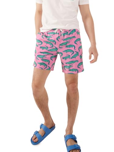 Chubbies Mens Swim Trunks Mens Swim Shorts with 4-Way Stretch 7 Beach Shorts with Elastic Waist Drawstring Mesh Lining UPF 50+ Pink Green L