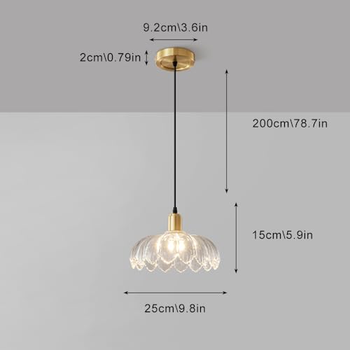 Luces de gota vintage E27 con pantalla de vidrio labrado 5