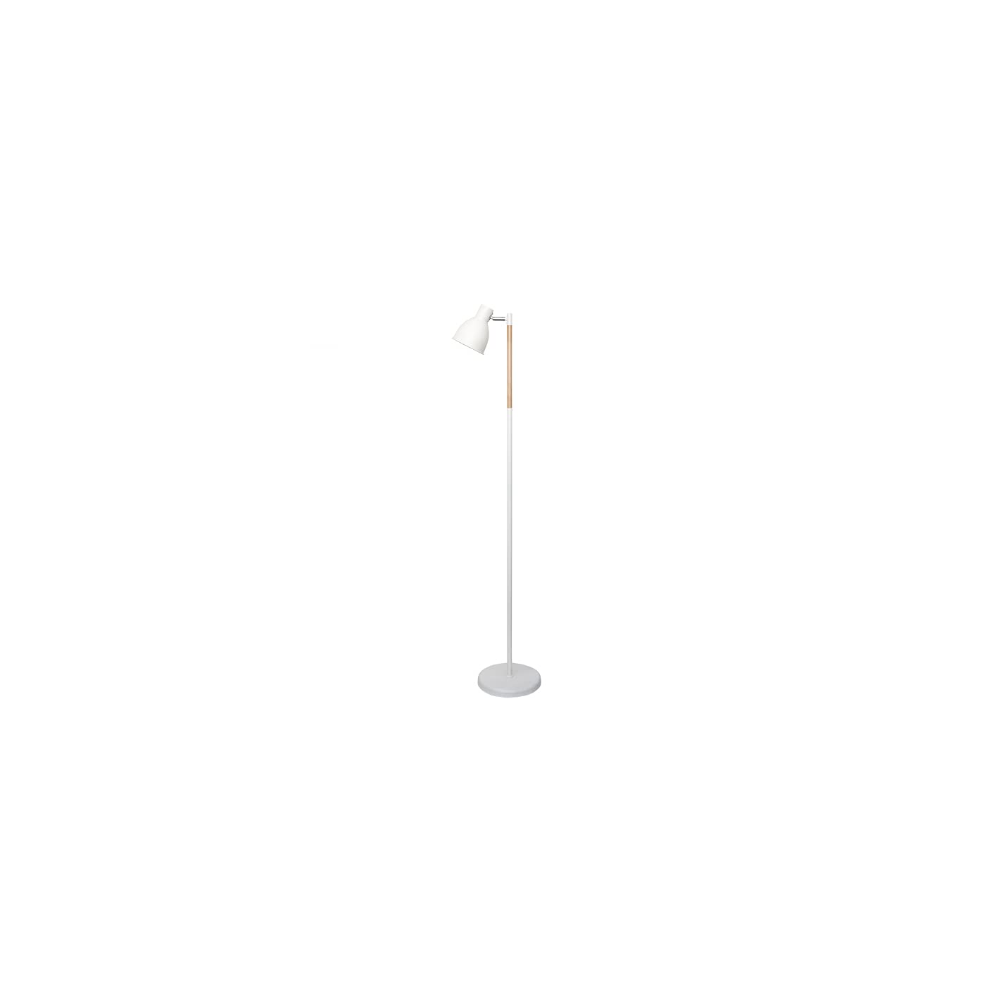 Lámpara de Pie DELZA 1xE27 Al.147xD.33cm Blanco/Madera Natural