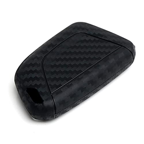 Image of iJDMTOY Black Carbon Fiber Pattern Full Coverage Soft Silicone Key Fob Cover Compatible with 2020-up Cadillac CT5 CT6 XTS XT4 XT5 ATS Keyless Fob