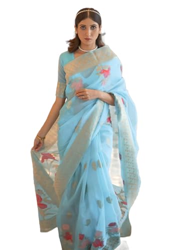 SWORNOF Womens Kanjivaram Banarasi Silk Saree Patola saree with U...