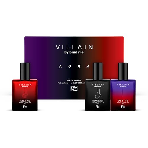 Villain Aura Luxury Gift Hamper for Men EDP Pocket Perfume for Man | Long Lasting Smell 3x30ml | All day Fragrances Combo Perfume Set | Eau De Parfum for Christmas, Wedding Gift for Men