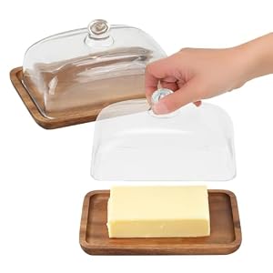 1pcs/Set Elegant Wooden Butter Dish with Clear Dome, Classic Vintage Wedding Cake Tray, Multipurpose Snack Display Plate, Dessert & Pastry Serving Platter, Fruit Stand