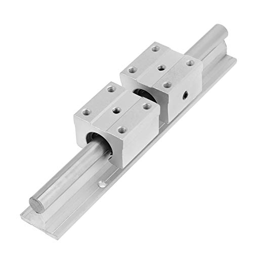Leapiture 2Pcs SBR12 200mm Linear Slide Guide Shaft Rail 4Pcs SBR12UU Bearing Block CNC PartsLinear Slide Shaft Sturdiness Reliability for CNC Machine