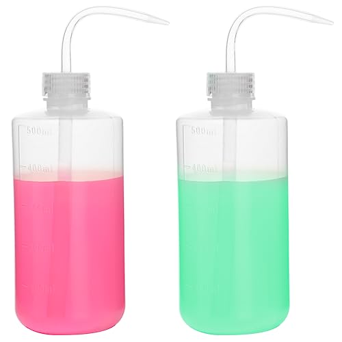 stonylab Chemical Wash Bottle, Pack of 2 Laboratory Sealed Cylindrical Plastic Safety Lab Reagent Squeeze Wash Bottle, Sample Sealing Liquids Storage Container with Narrow Mout, 1000 ml/2 Bottles